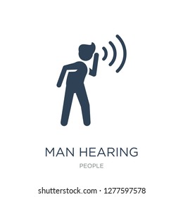 man hearing icon vector on white background, man hearing trendy filled icons from People collection, man hearing vector illustration