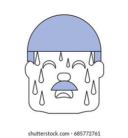 Man with heart attack face cartoon