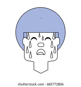 Man with heart attack face cartoon