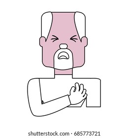 Man with heart attack face cartoon