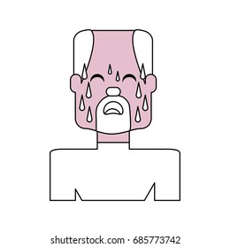 Man with heart attack face cartoon
