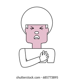 Man with heart attack face cartoon