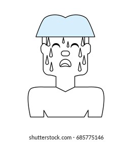 Man with heart attack face cartoon