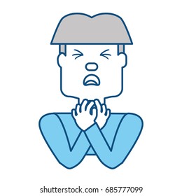 Man with heart attack face cartoon