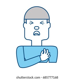 Man with heart attack face cartoon