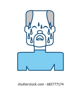 Man with heart attack face cartoon