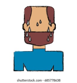 Man with heart attack face cartoon