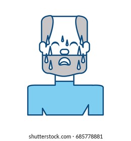 Man with heart attack face cartoon
