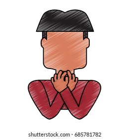 Man with heart attack face cartoon