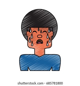 Man with heart attack face cartoon