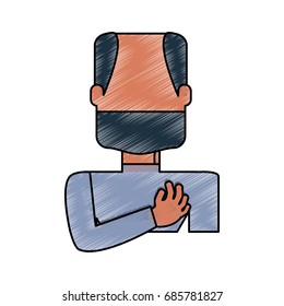 Man with heart attack face cartoon