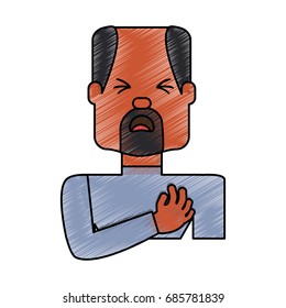 Man with heart attack face cartoon