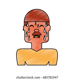 Man with heart attack face cartoon