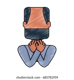 Man with heart attack face cartoon