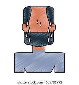 Man with heart attack face cartoon