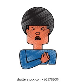 Man with heart attack face cartoon