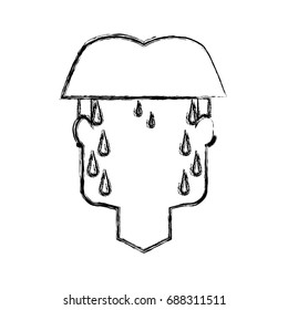 Man with heart attack face cartoon