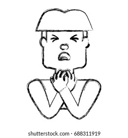 Man with heart attack face cartoon