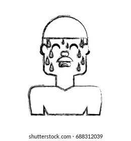Man with heart attack face cartoon