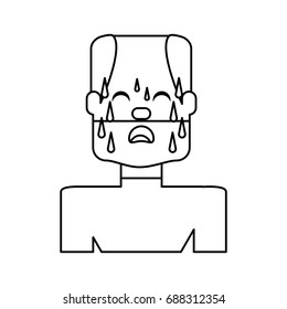 Man with heart attack face cartoon