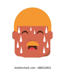 Man with heart attack face cartoon