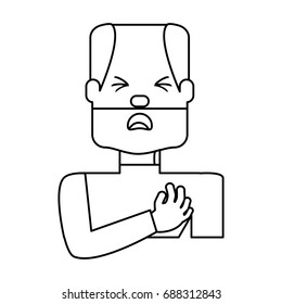 Man with heart attack face cartoon