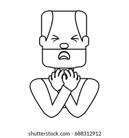 Man with heart attack face cartoon