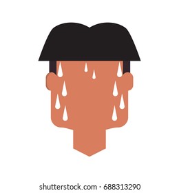 Man with heart attack face cartoon