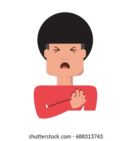 Man with heart attack face cartoon