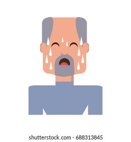 Man with heart attack face cartoon