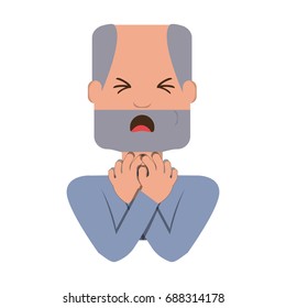 Man with heart attack face cartoon
