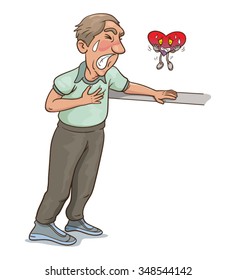 man with heart attack Vector Cartoon, illustration  