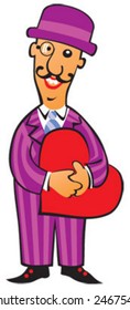 Man with heart in hands