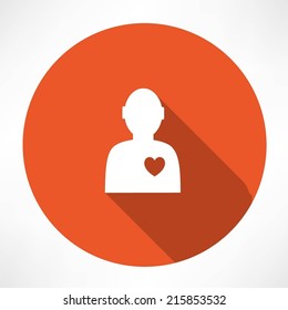man with a heart icon