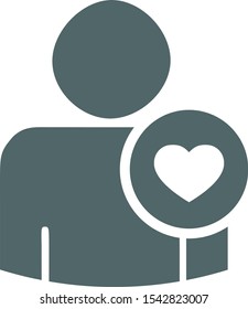 Man with heart icon. Vector illustration