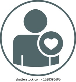 Man with heart icon. Vector illustration