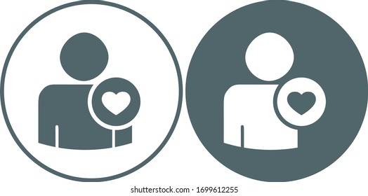 Man with heart icon. Vector illustration