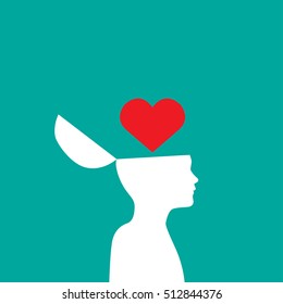 Man with heart on his head
