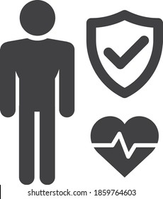 man heart security  icon. safe icon
