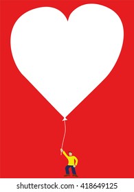 Man with heart shaped balloon