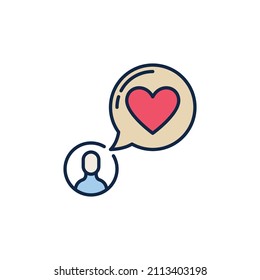 Man and Heart in Speech Bubble vector concept colored icon or symbol