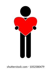 Man with a heart, vector icon.  