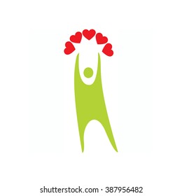 man with hearts. enamored male icon. colored shapes on a white background for web and mobile design
