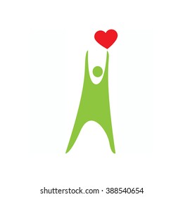 man with hearts. enamored male icon. colored shapes on a white background for web and mobile design