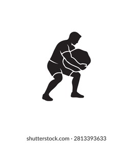 Man heaving silhouette icon vector flat design.