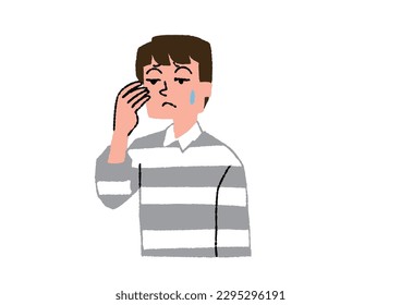 A man with heavy eyelids Illustration about asthenopia and eye disease