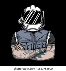 Man helmet astronaut vector illustration for your company or brand