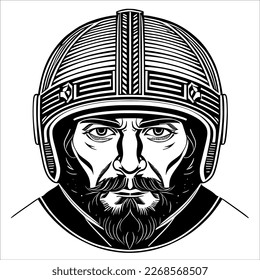 Mann in Helmet mit Bart Bereit für Abenteuer!
