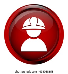 Man and helmet icon, builder construction worker concept