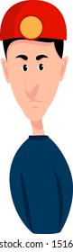 Mann mit Helm, Illustration, Vektorgrafik auf weißem Hintergrund.
